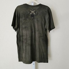 AFFLICTION Y2K Green Tie-Dye Gold Black Foil Velvet Graphic Eagle Shirt Sz L