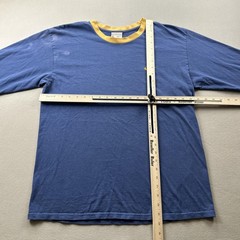 Vintage Nike T-Shirt Mens Medium Blue Yellow Swoosh Spell Out Long Sleeve y2k