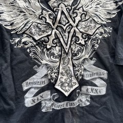 Vintage Avirex Shirt, Men’s XL ,Cross W/ Wings, Heavy Weight, Tee Y2K, Black