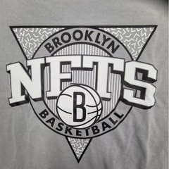 Brooklyn Nets Basketball NBA Mens Tee Shirt Gray XL Ringspun Fabric Blue 84 NWT