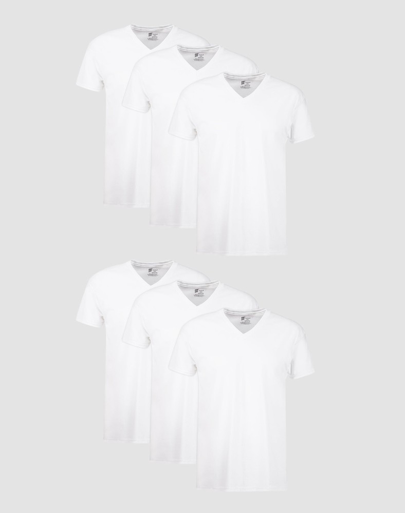 Hanes Men’s FreshIQ Undershirt 6-Pack V-Neck Men’s Shirts TAGLESS Comfort Soft