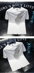 New Men Fashion Leopard Trend Hot Diamonds Rhinestones Summer Luxury T-Shirt