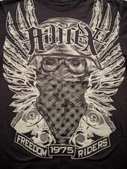 Vintage YTK Bikercore Men’s LGE Black Avirex Freedom Riders 1975 Graphic Tshirt