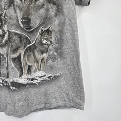 DOM Mens Wolf Graphic T-Shirt Heather Grey Short Sleeve Crew Neck Size S