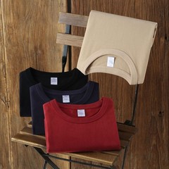 Mens summer fashion white cotton short-sleeved T-shirt pure color