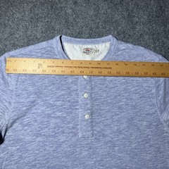 Faherty Blue Heather Dyed Cotton Blend Short Sleeve Henley Shirt Men Small
