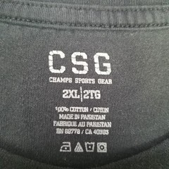 CSG Champs Sports Gear Basic Black Shirt Men’s 2XL Short Sleeve Crewneck Casual