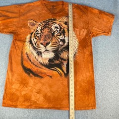 The Mountain Shirt Graphic T Mens Tiger Orange Tie Dye XL Cotton Y2K Big Cat