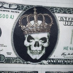 FRESH PRINTS OF BEL AIR POLYESTER DOLLAR GOLD CROWN SKULL PRINT T-SHIRT 3X L NWT