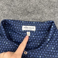 Peter Millar Summer Comfort Polo Shirt Men’s XL Navy Blue Skull Print Golf