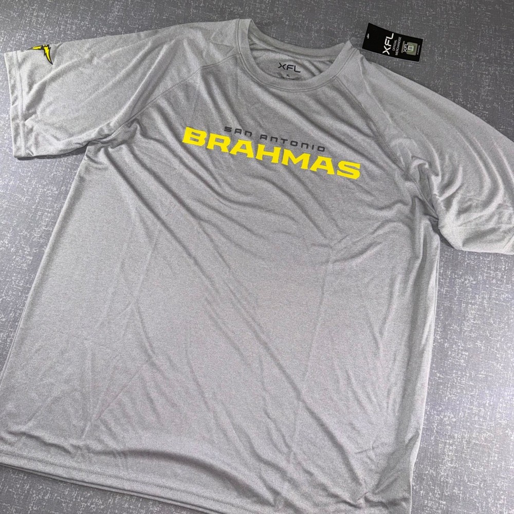 XFL San Antonio Brahmas Gray Performance Shirt XL Athletic Football NWT Tee