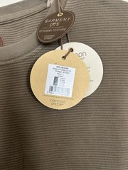 COMMON PEOPLE Ottoman Texture T-Shirt Large Ribbed Short Sleeved Brown
