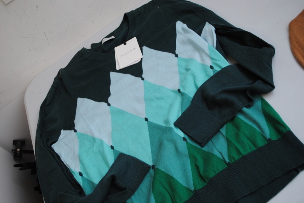 BALLANTYNE SWEATER L-50 COTTON NEW LOGO 550.00 CART. GREEN CERTIFICATE