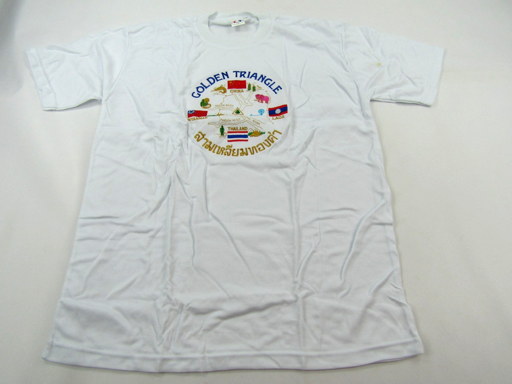 VTG Golden Triangle Shirt Adult XL Myanmar Thailand Laos China Embroidered Logo