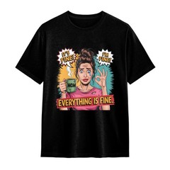 ‌Funny Mom T-Shirt Everything is Fine Pop Art Graphic Tee for Women Mothers Day