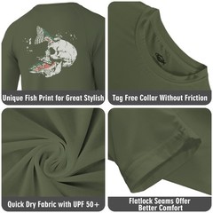 Fishing Shirts for Men Long Sleeve UPF 50+ T Shirt Sun Protection Tee (Milita…