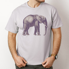 Elephant Shirt Wildlife Animal Graphic Safari Nature Art Tshirt Gray