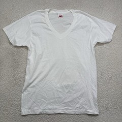 2 Vtg BVD Mens White V Neck T-Shirts Cotton Size Large (42-44) 90s Single Stitch