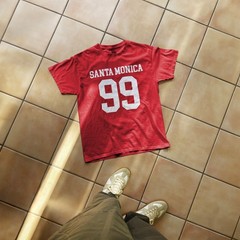 Santa Monica 99 retro vibes red tee vintage aesthetic T-shirt