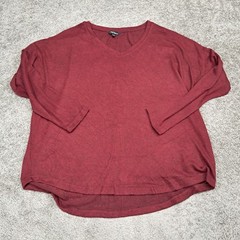 Well Worn Mens XL Burgundy Marled V-Neck Long Sleeve Oversized Pullover Top
