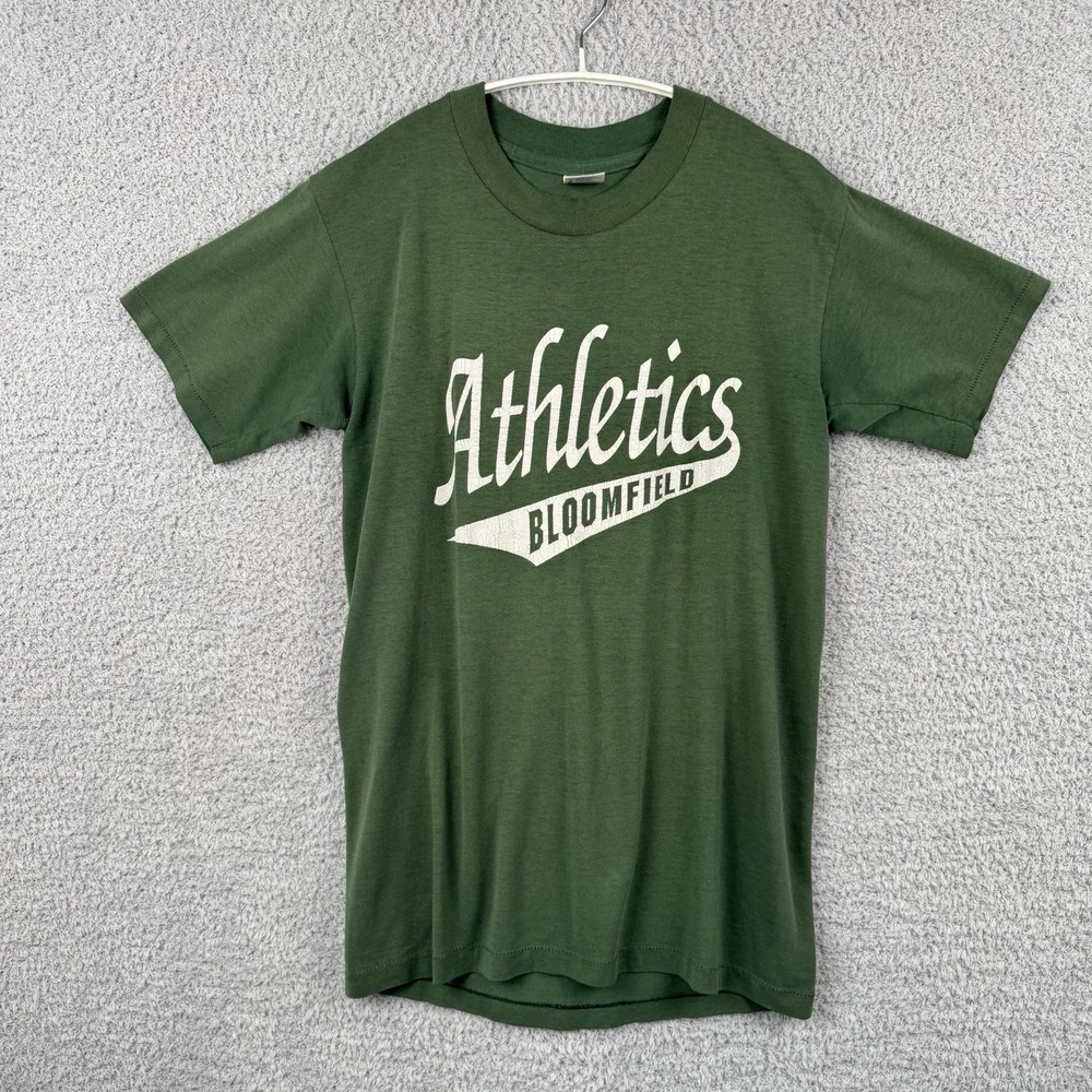 Vintage 80s Bloomfield Athletics Ivy College T Shirt Men’s Size S Green True