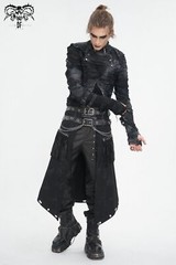 Devil Fashion Men Gothic Distressed Asymmetric Hooded Slim Long Sleeve T-Shirt