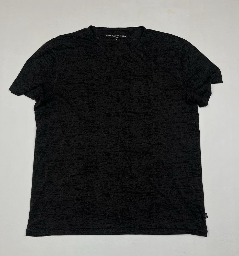 John Varvatos T-Shirt Mens XL Charcoal Burnout Pocket Short Sleeve Tee
