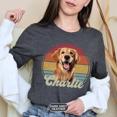 Custom Pet Photo Comfort Tee Retro Style Dog Personalized Pet Lover Gift