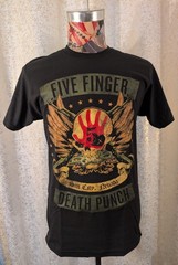Officially Licensed Five Finger Death Punch Skull With Spread Wings Black Tee