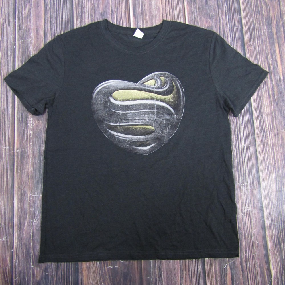 Superman Heart Logo Shirt Mens Medium Black DC Comics Superhero Graphic Tee
