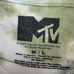 MTV Music Television Tie Dye Graphic T-Shirt Mens Large Green Blue White 2022