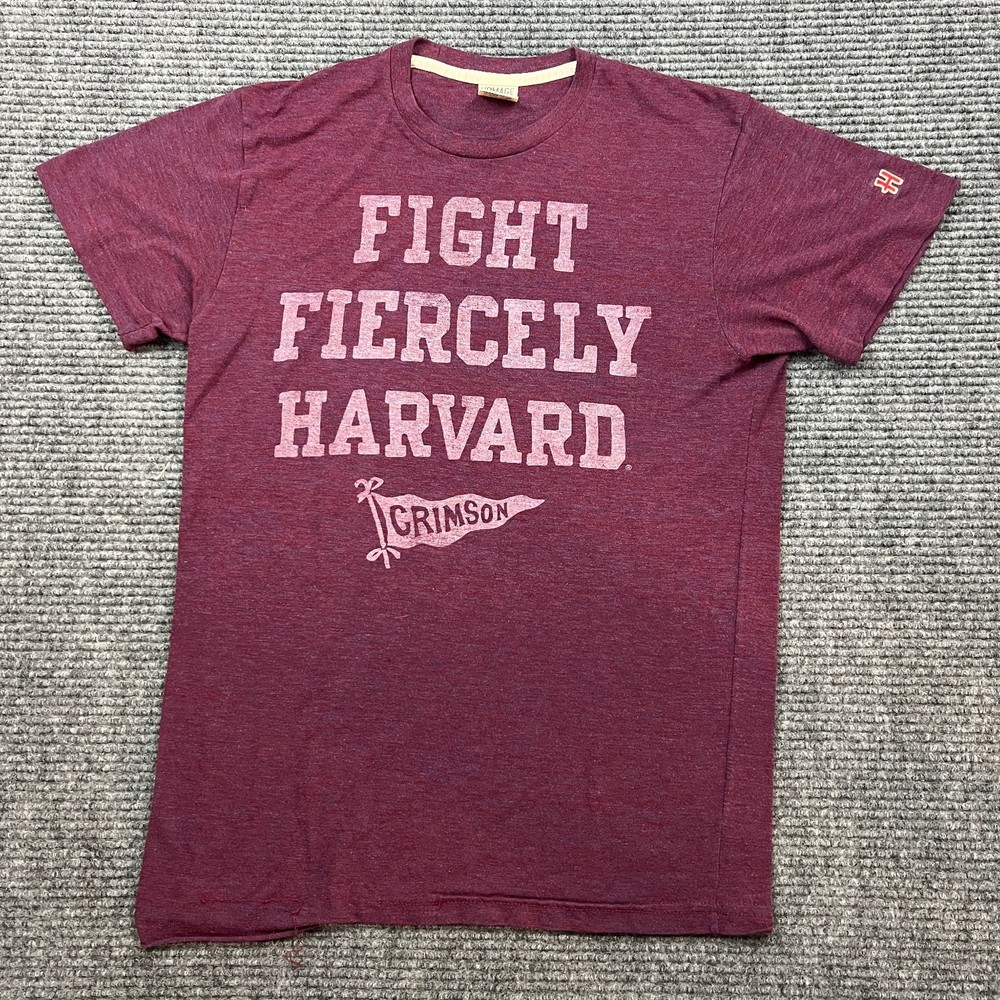 Vintage HOMAGE Men’s Crimson M Harvard Fight Fiercely Graphic T-Shirt Blend