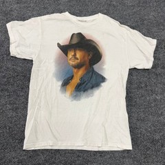 Tim McGraw T-Shirt Mens Size Medium White Concert Tour Graphic Short Sleeve Tee