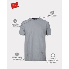 Hanes Men’s T-Shirt Size L Light Steel Moisture-Wicking –BL2–