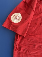 Whole Foods Market We Love Local T-Shirt S Small Red Work Crew Uniform Tee Heart