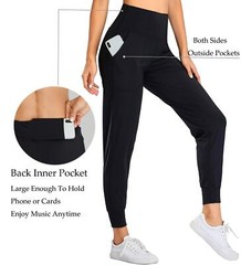 Women’s Joggers High Waist Yoga Pockets Sweatpants Sport Workout Pants Black M