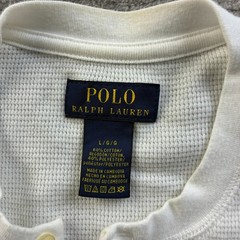 Polo Ralph Lauren Shirt Mens Large White Henley Thermal Sleepwear Waffle Knit
