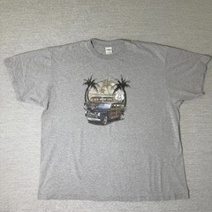 Route 66 Men’s Graphic T Shirt 3XL Gray Vintage Style Car Palm Tree Distressed