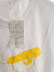 NWT Coofandy Mens Small White Short Sleeve Graphic Zip Across The Front T Shirt