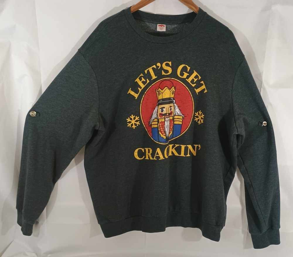HOLIDAY Time LET’S Get CRACKIN’ 2XL 2XG 50-52 Long Sleeve Sweat Shirt RN 52469