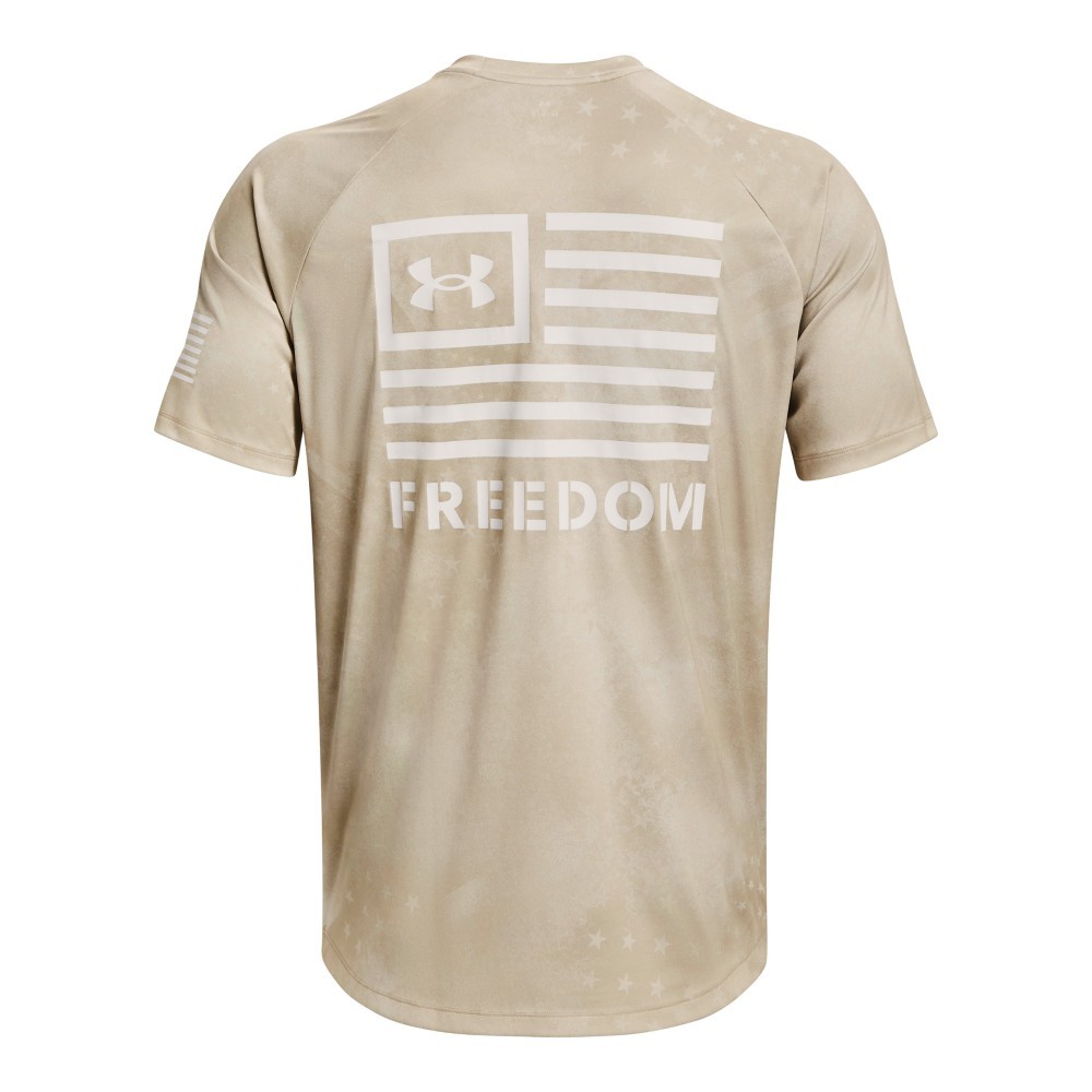 Under Armour 1377055 Men’s UA Freedom Flag Tech T-Shirt, Khaki Base, Medium