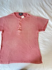 Ralph Lauren RRL Mens Knit Cotton Henley Shirt, Coral Toned, M
