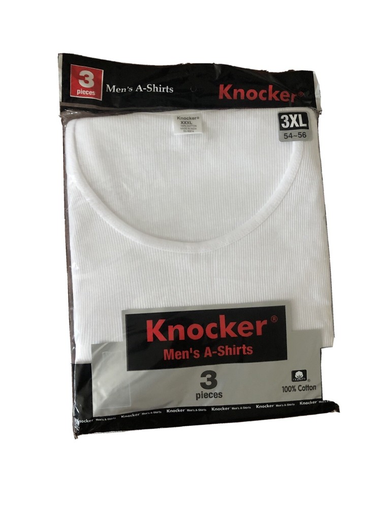 Mens 3 Pack Knocker White A-SHIRTS Tank Ribbed Undershirt 3XL G10
