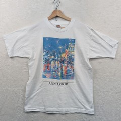 VTG T-Shirt Men’s L White Ann Arbor MI Walt Griggs Art USA Single Stitch 90s