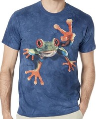 New Victory Frog Frogs Amphibian Red-Eyed Tree Blue Cotton Mountain T-Shirt Sm