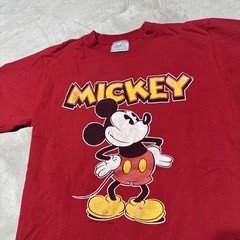 Vintage 80s Disney Mickey Mouse T-Shirt SZ L Genus Red Made in USA Graphic