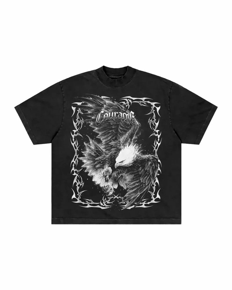 Courage Eagle Graphic T Shirt Gothic Bird Vintage Streetwear Tee Unisex