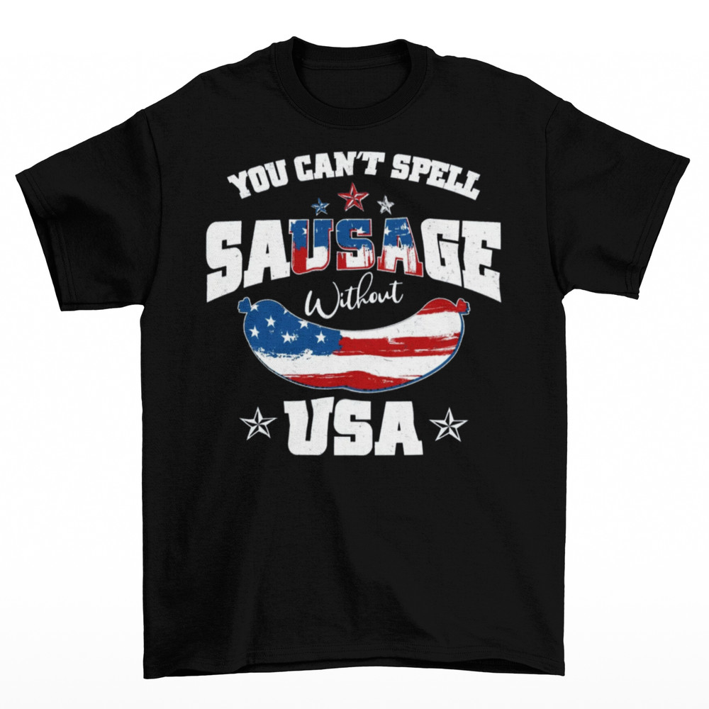 Sausage USA T-Shirt Unisex Funny Cotton Adult 4th of July Freedom America