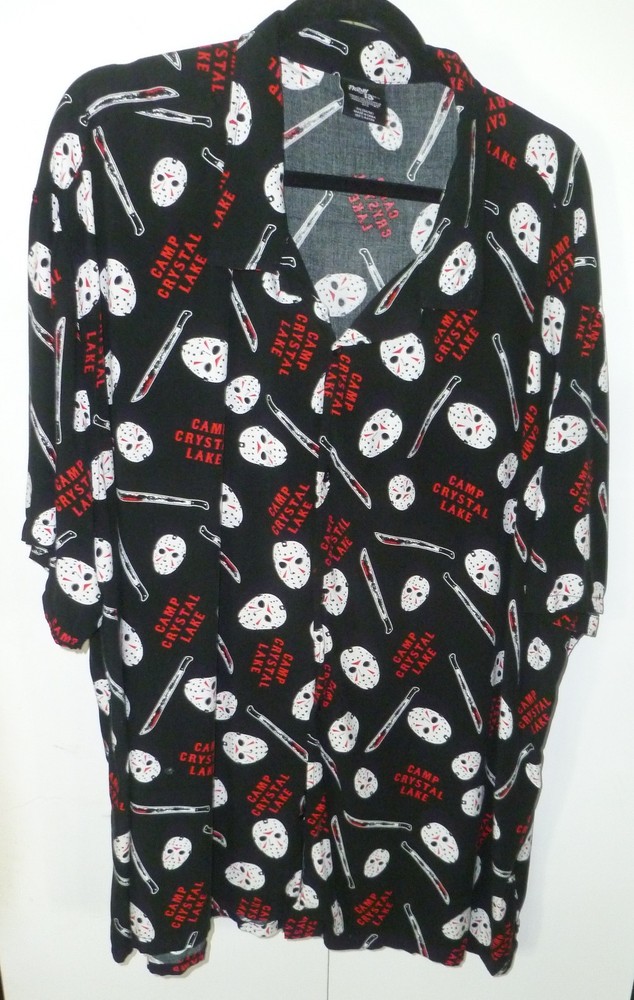 Friday The 13th Camp Crystal Lake 3XL Button-Up Short Sleeve Shirt – Official