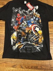 NWT Vtg Marvel 2007 Mad Engine Mens Largw Civil War All Over Print Black Tshirt